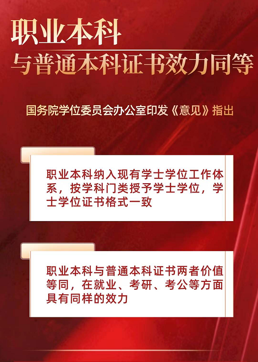 又一利好消息，教育部再發(fā)文：職業(yè)本科與普通本科證書效力同等！